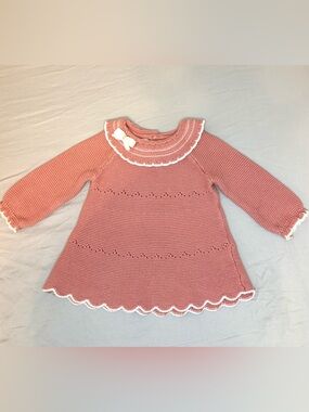 Shabby Chic 12M Pink Knit Sweater Dress w Peter Pan Collar